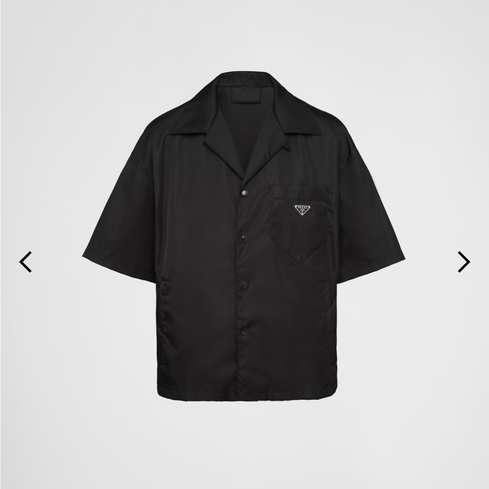 Prada Black Nylon Short Sleeve Crop-top Shirt Jacket